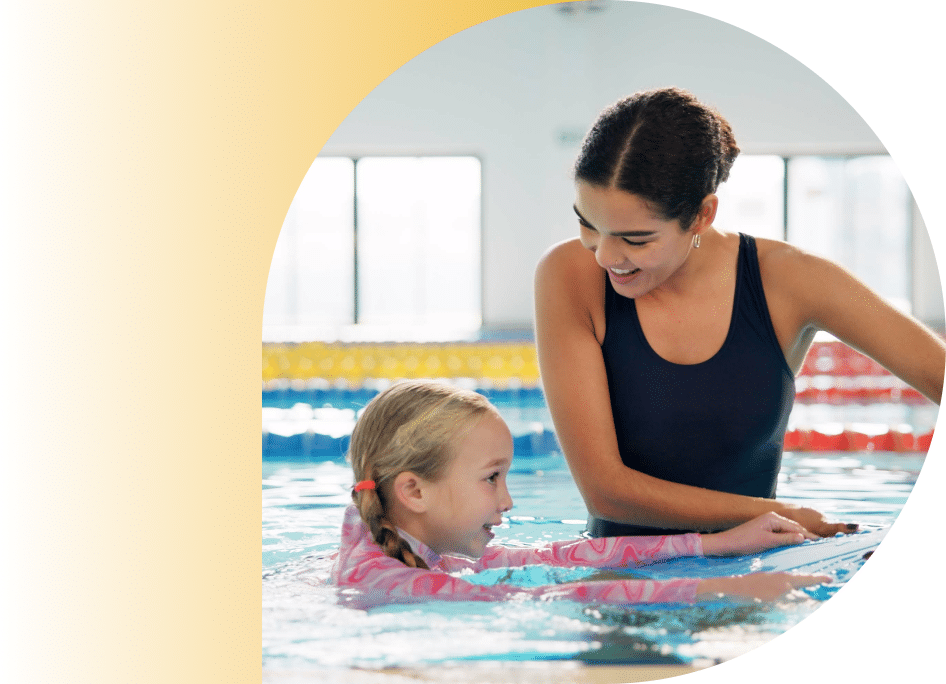 Child learning to swim
